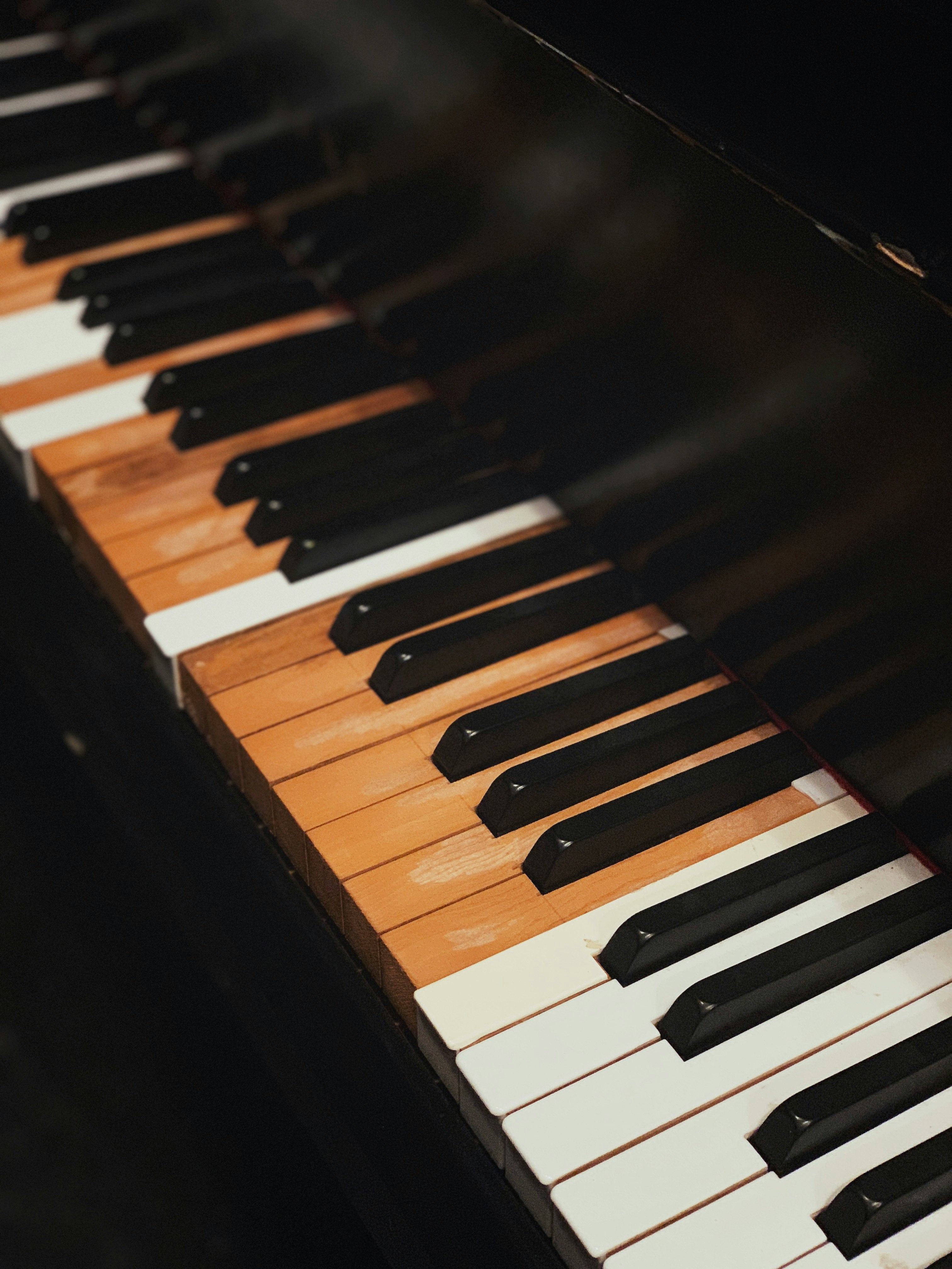 close up photography of black piano